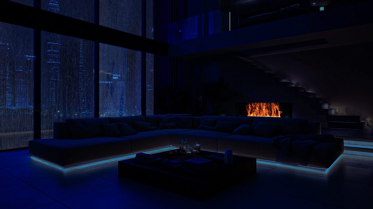 💦🔥 Warmth in the Rain | Luxury Living Room ASMR for Cold Nights — 6 Hours No Ads
