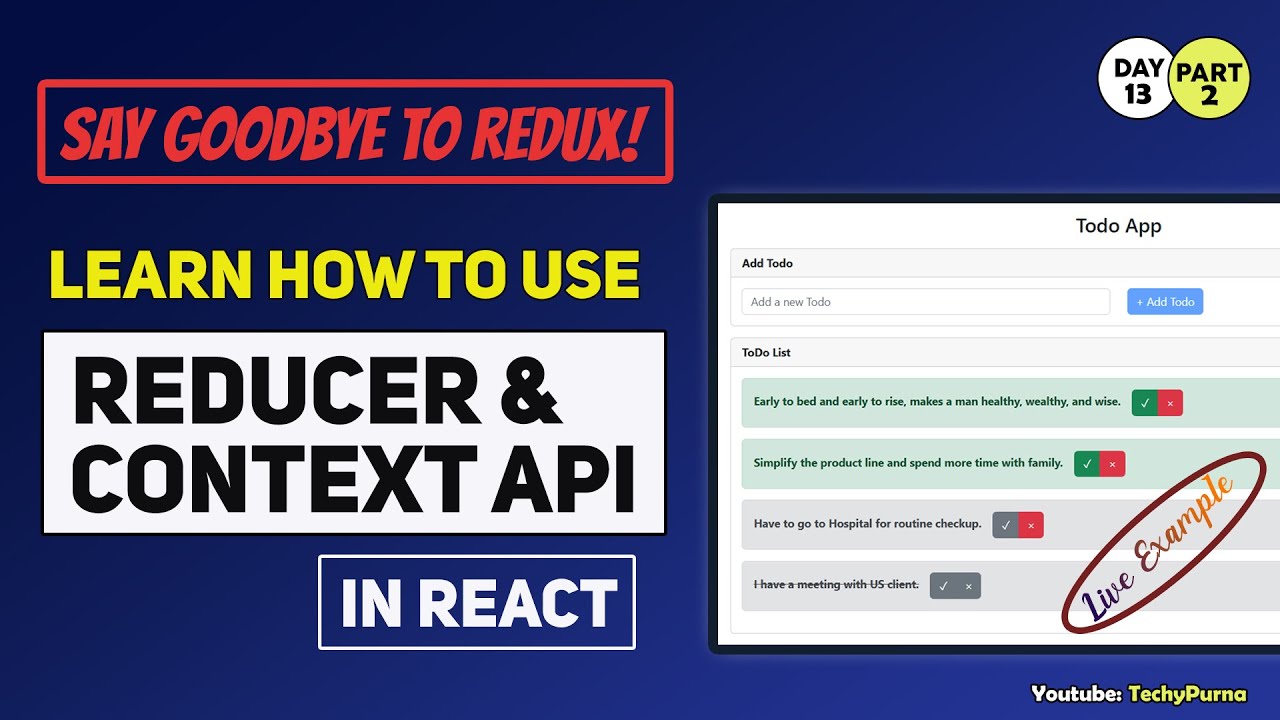 Learn How to Use Reducer and Context API in React | Say Goodbye to Redux! Part 2 | #reactjs #day13