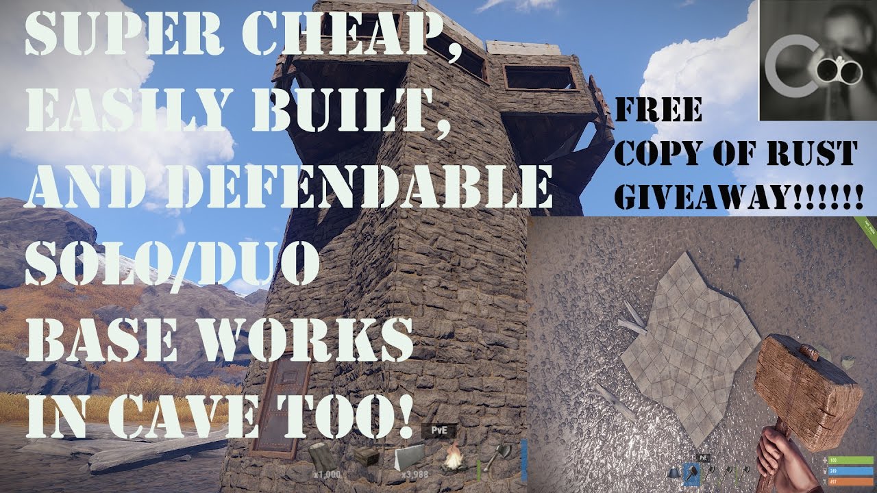 Super cheap,easily built,and defendable solo/duo base|Works in Cave too|Rust Base Building!