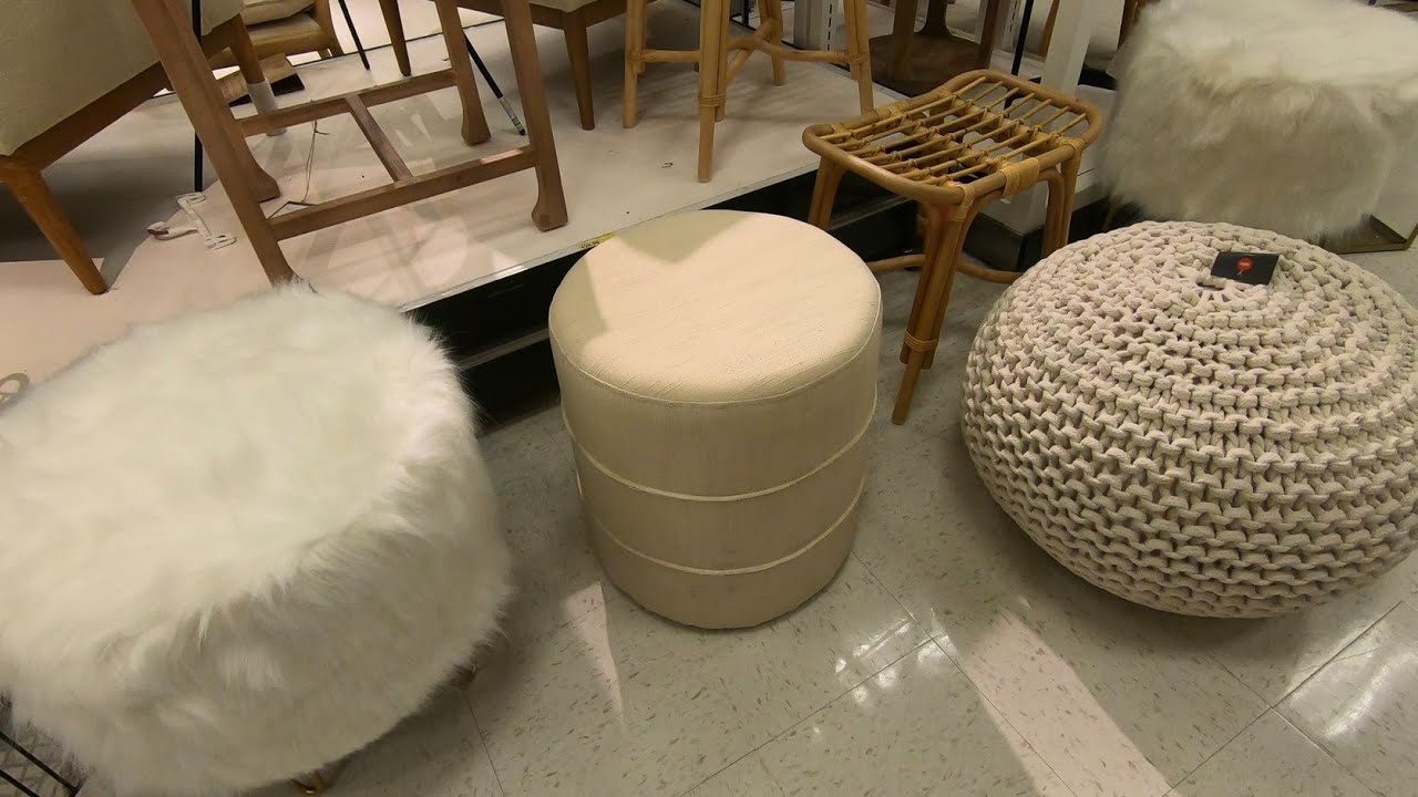 TARGET ROUND OTTOMAN FABRIC FOOT STOOL CLOSE UP LOOK SHOP WITH ME SHOPPING WALK AROUND