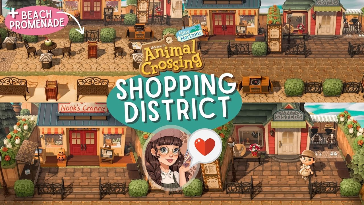 Shopping District + Beach Promenade | ACNH Speed Build | Animal Crossing New Horizons
