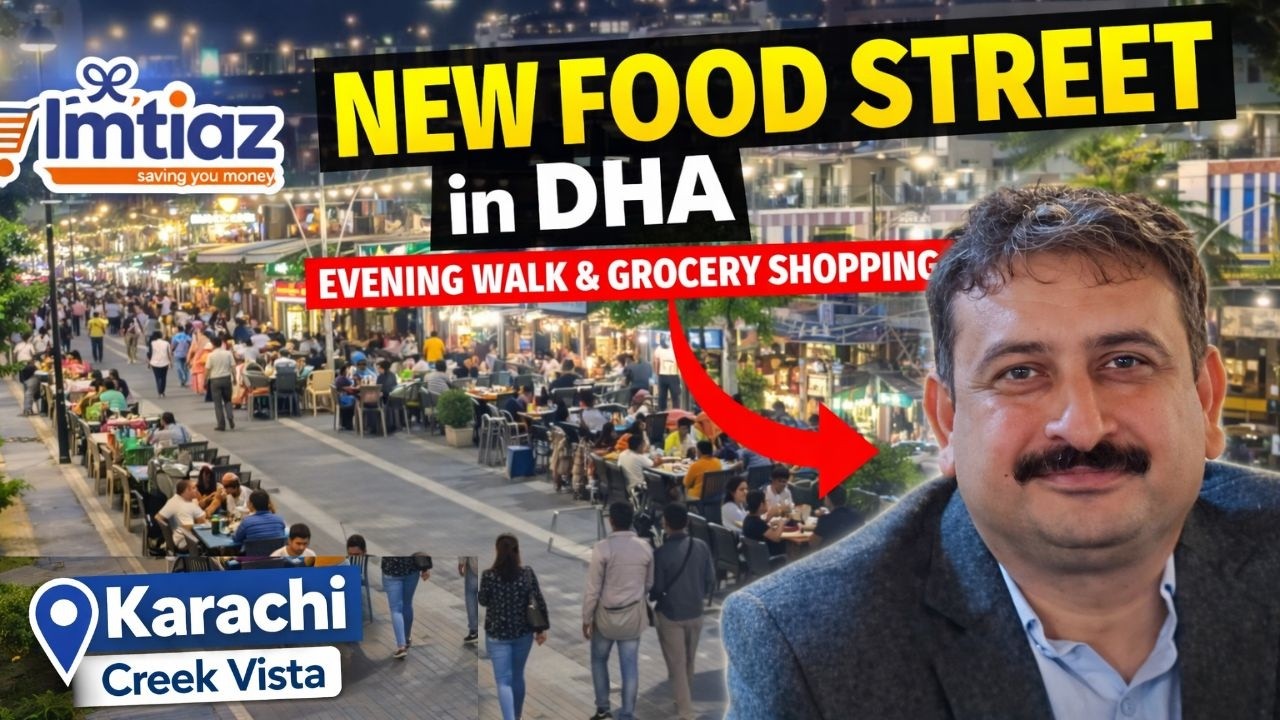 New Food Street in DHA Near Creek Vista | Evening Walk & Grocery Shopping in Karachi