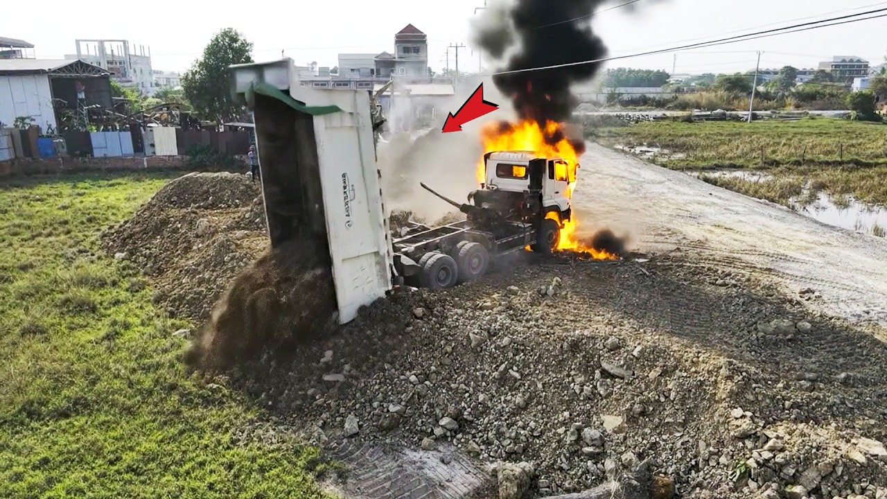 Incredible Project Enexpected Land Filling Up by Bulldozer SHANTUI and DongFeng Dump Truck
