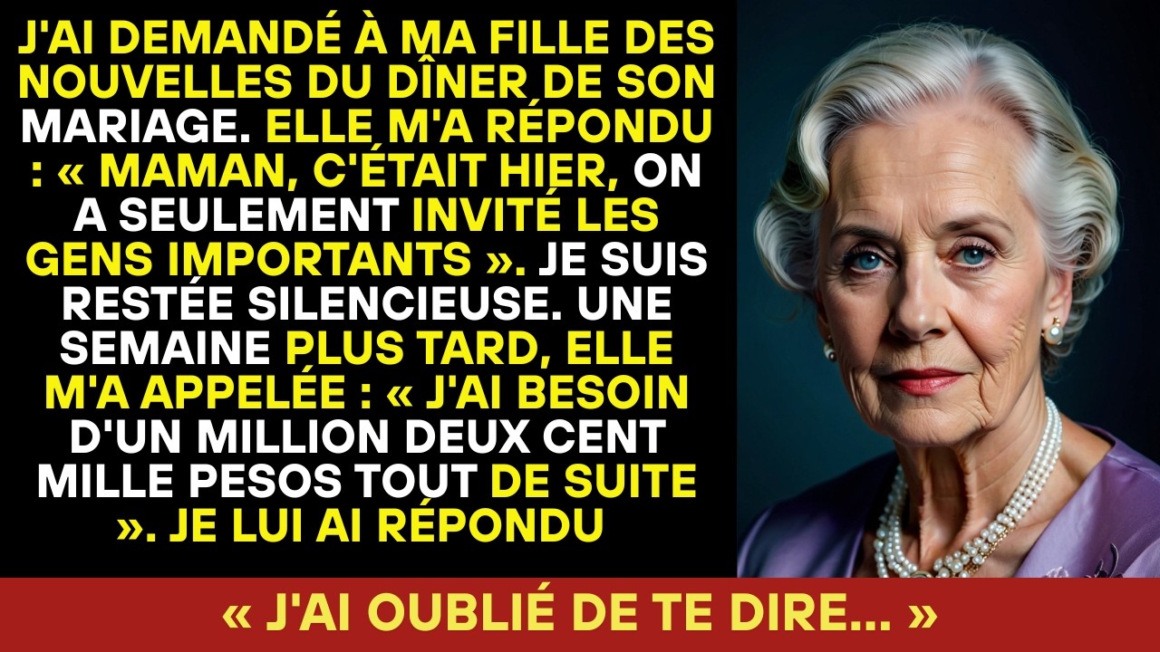 Ma fille ne m’a pas invitée à son mariage et m’a envoyé une facture de 65 000 dollars…