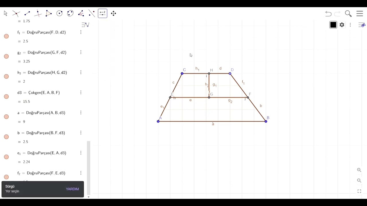 Geogebra ile yamuk alanı