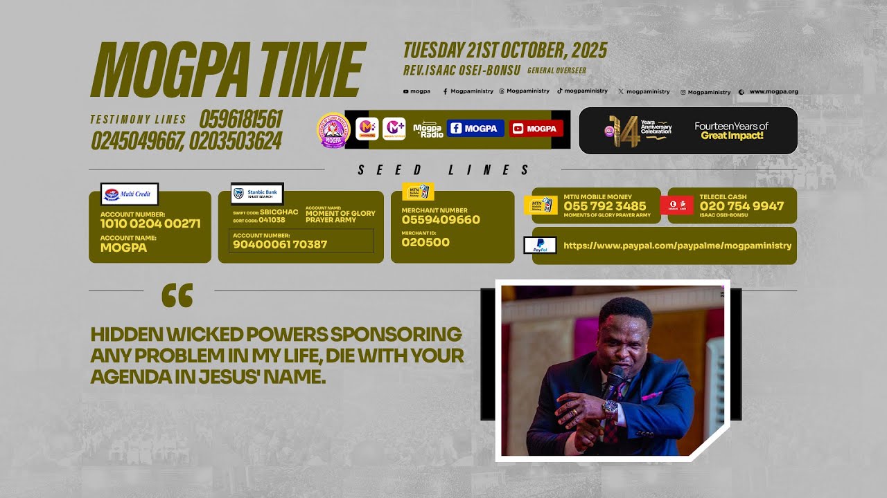 VICTORY OVER HIDDEN CAUSES OF YOUR PROBLEMS || MOGPA TIME WITH REV O B || 21 - 10 - 2025