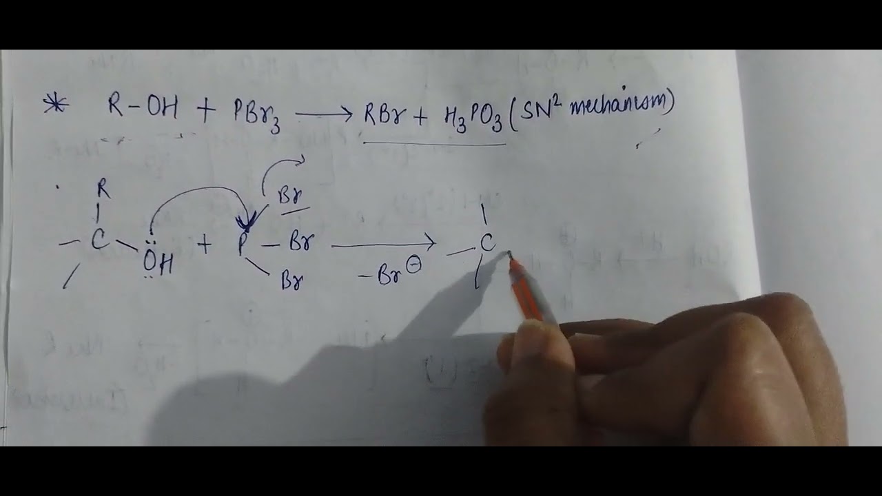 Mechanism of PBr3 reacting with alcohol in easy way