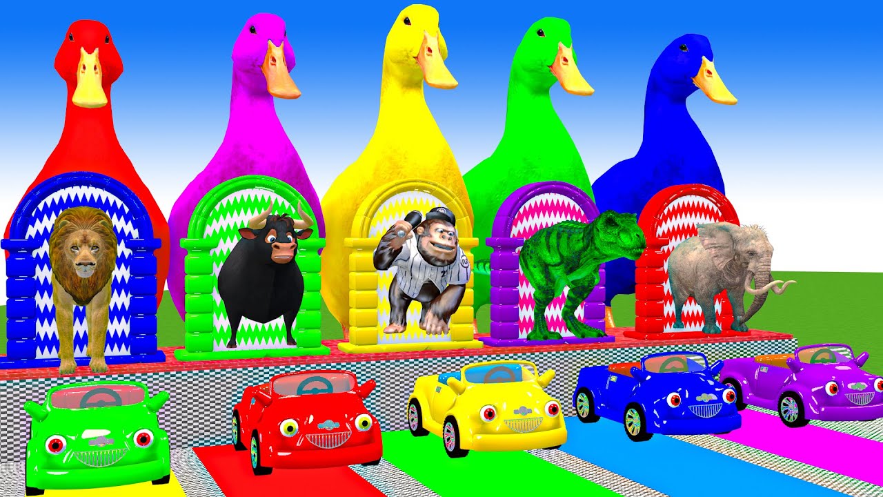 Long Slide Game With Cow Elephant Gorilla Hippopotamus Tiger 3d Animal Game Funny 3d Animals