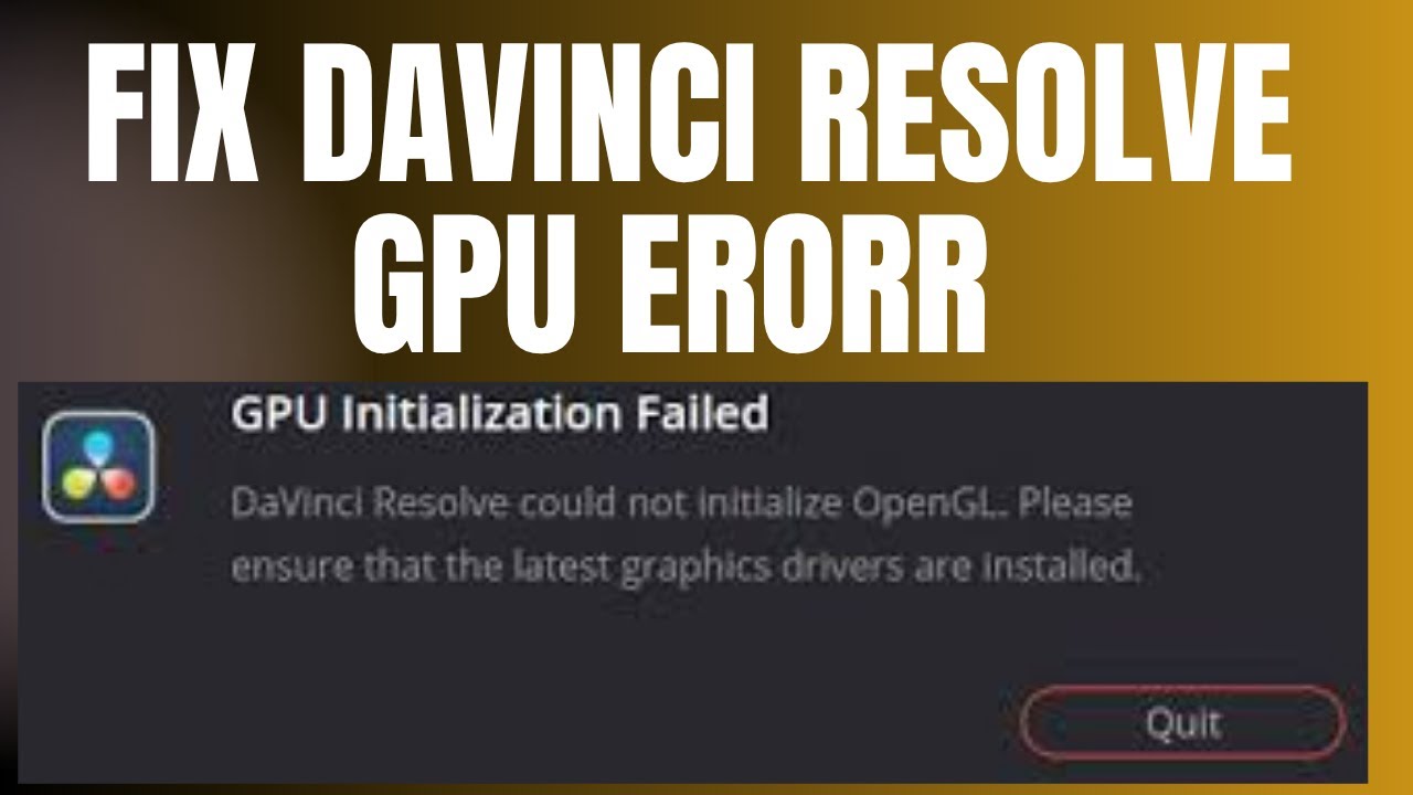 Как исправить ошибку инициализации графического процессора в Davinci Resolve 19