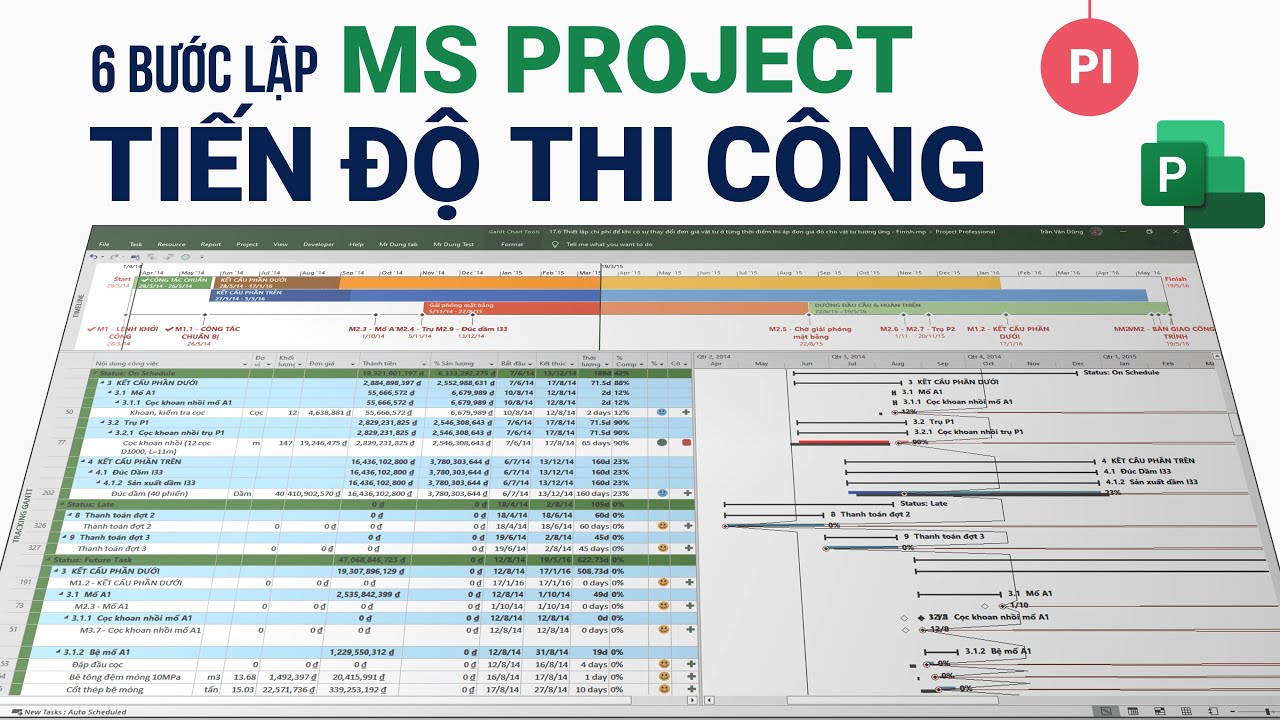 6 Bước LẬP TIẾN ĐỘ THI CÔNG bằng Ms Project & Excel 2023 | Hướng dẫn lập tiến độ trên Project - P1