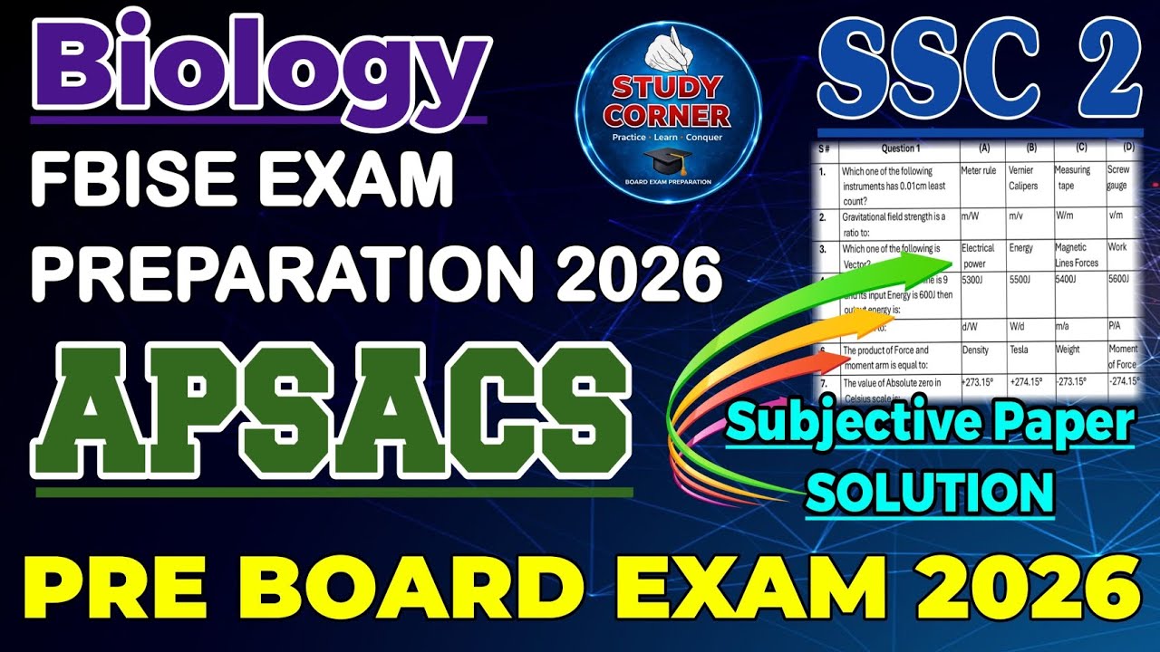 APSACS pre Board Exams 2026 | Biology class 10 mcqs solution 2026 | Aps Biology Class 10th 2026 Mcqs