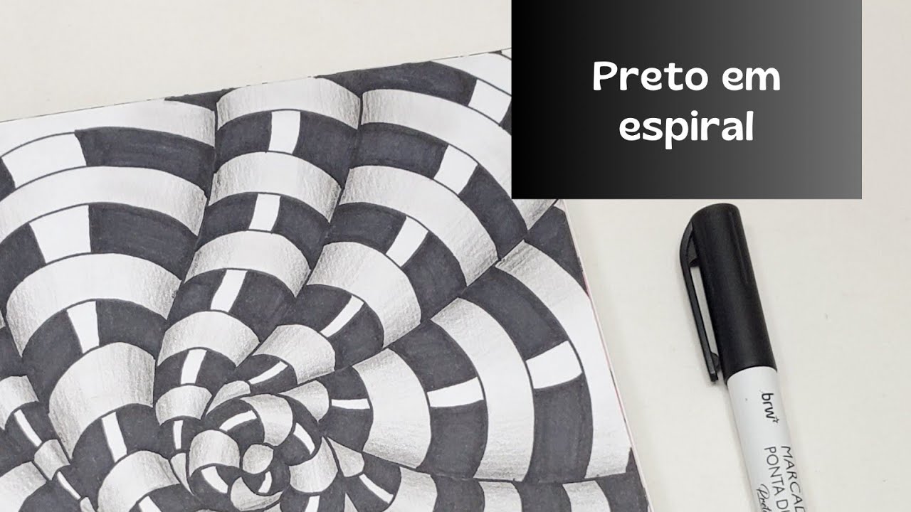 Coleção Desenho zen - Degradê Emocional - preto em espiral. Como fazer Zendoodles.