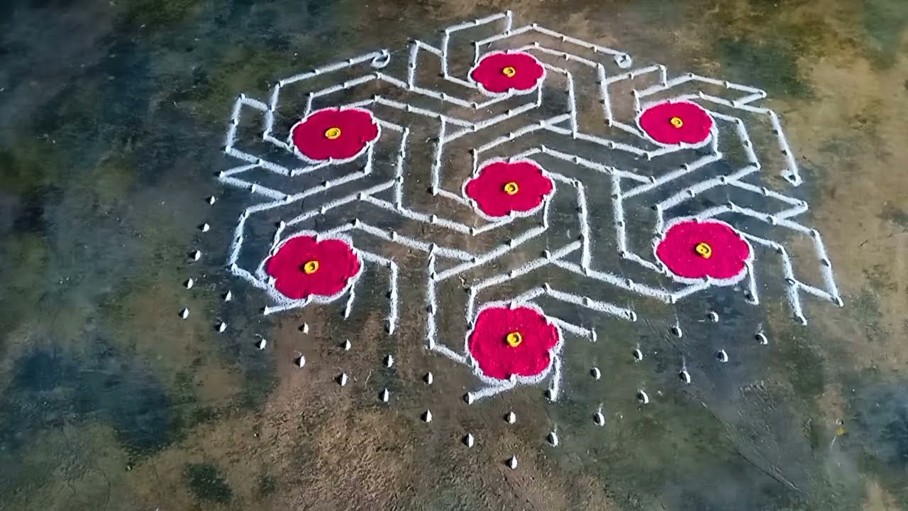 17+9 dots ugadi🌺 festival special🌺 beautiful rangoli easy super🌺 rangoli design
