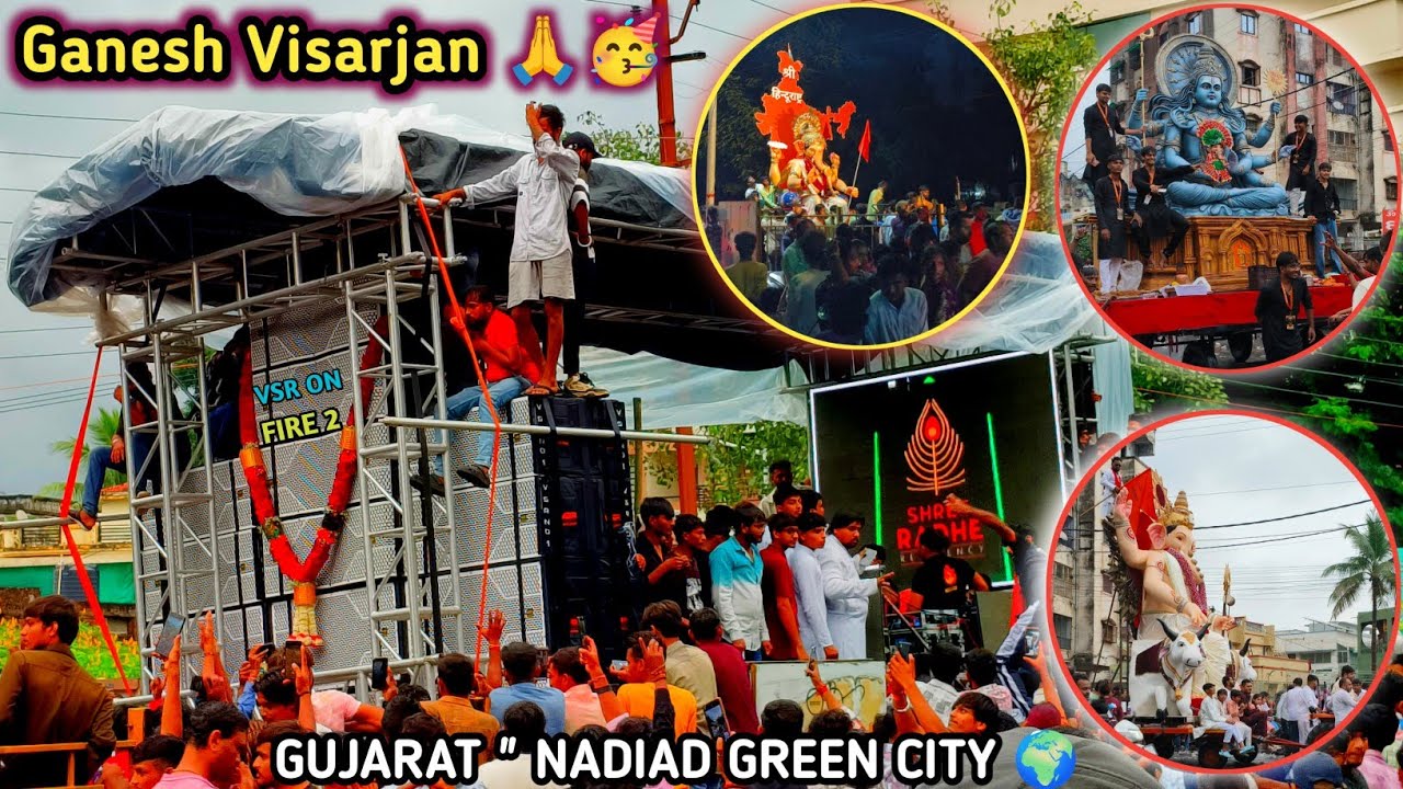 DJ & Dance Ke Sath Ganesh Visarjan 2025🎉 | Full Procession Video Nadiad Green City Gujarat #festival