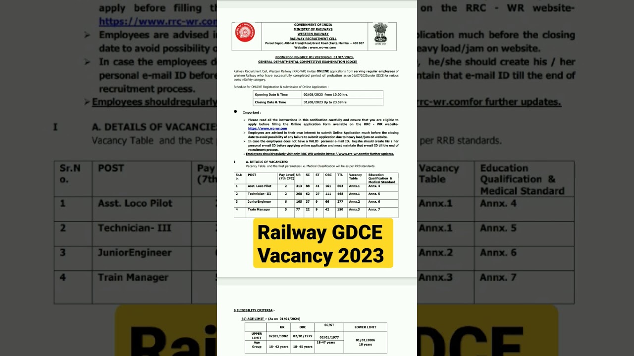 railway new gdce vacancy 2023 #railwaynewvacancy #gdce_exam #alp #groupd #railwaygdceexam #shorts