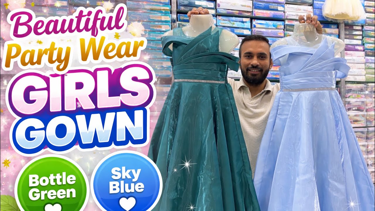 New trending dress for girls birthday 😍 !! Bottle green💚 sky blue 💙Gown ..!! 
