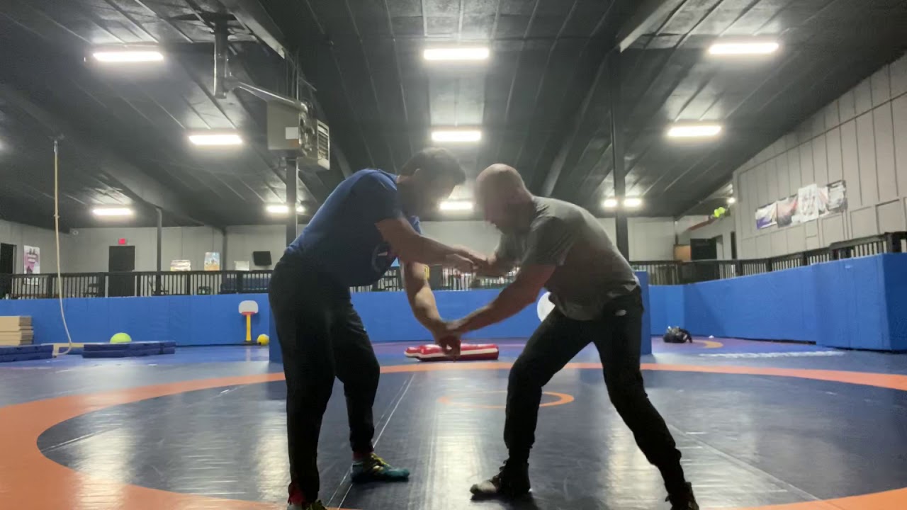 Lenny Baker Wrestling Technique: Inside 2 on 1 wrist control setup to double leg