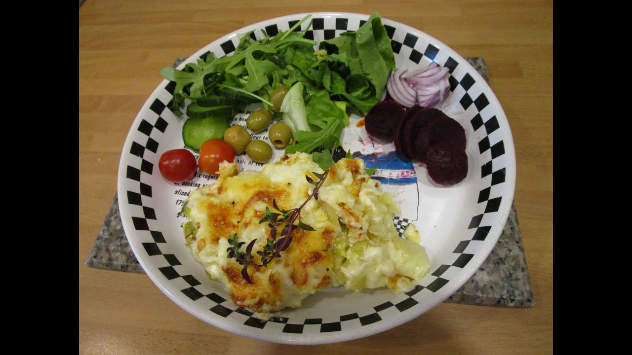 Two cheese, potato and spring onion tray bake. (vegetarian)