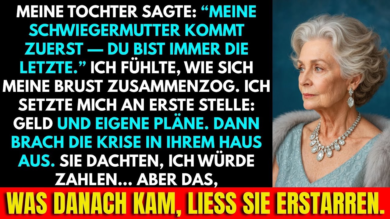Meine Tochter Sagte: ‚Schwiegermutter Geht Zuerst, Du Immer Zu Letzt‘. Mein Herz Zog Sich…