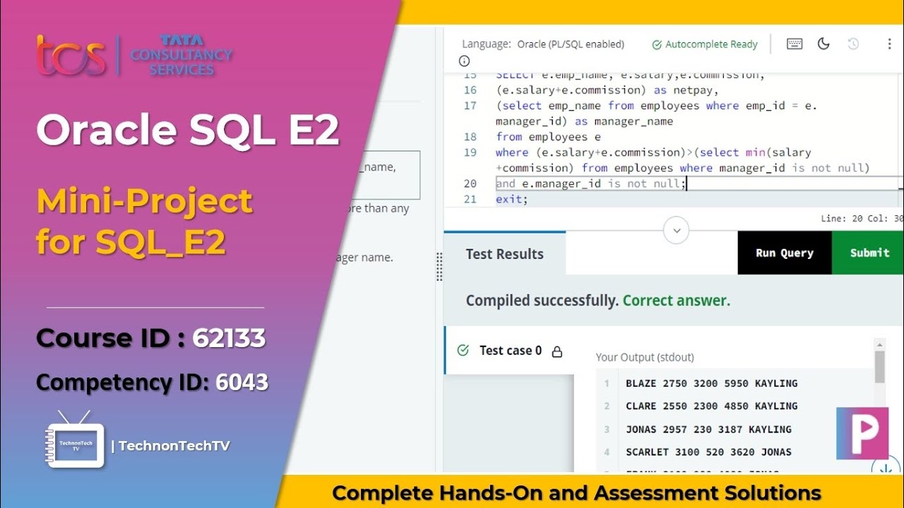 Mini-Project for CLP SQL_E2 Hands-on | Fresco Play Hands on Solution #tcs