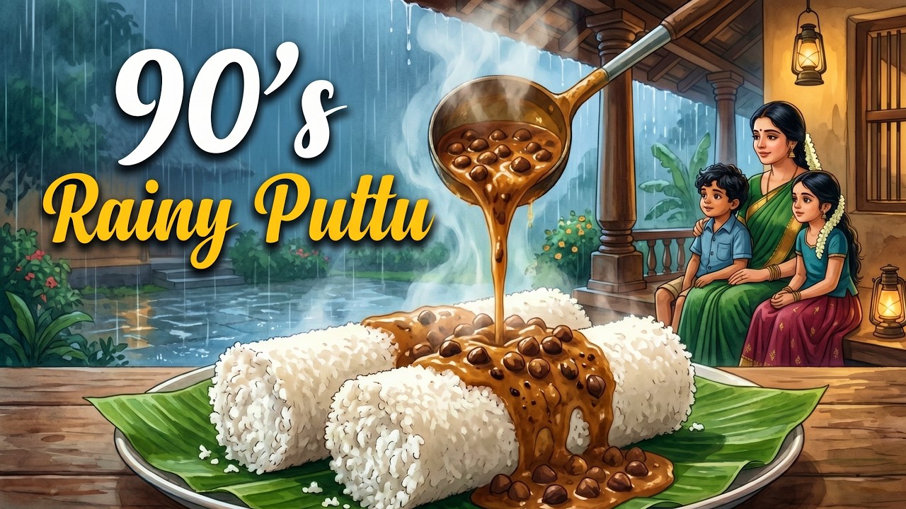90&rsquo;s Rainy Puttu | Cozy Kerala Village Rain Ambience & Kadala Curry ASMR