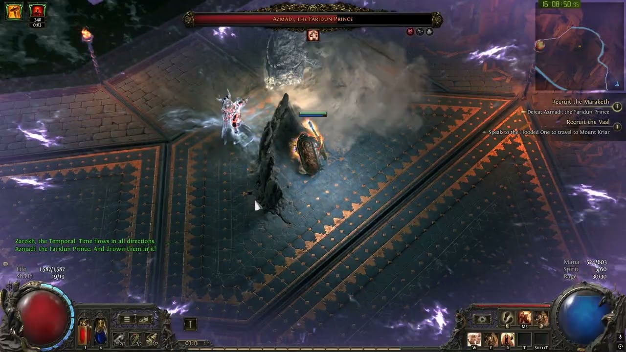 Fortifying Cry + Shield Wall Warbringer vs Azmadi, Faridun Prince (interlude) - POE2 0.4.0