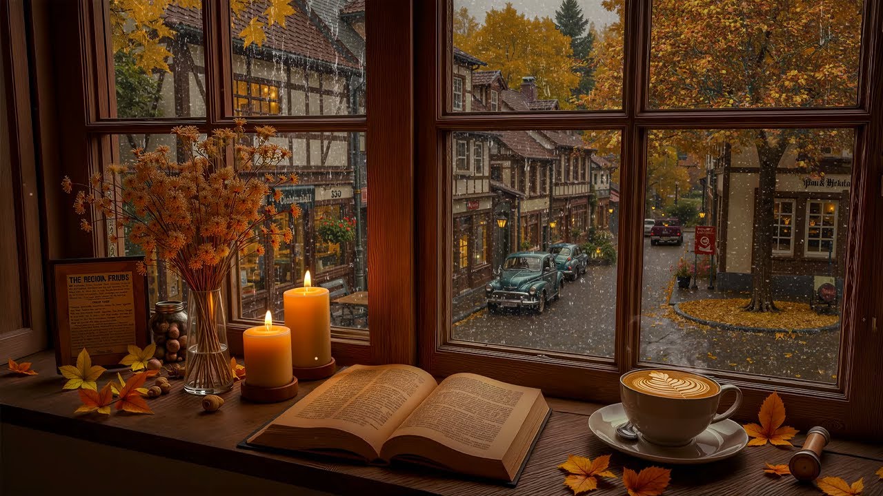 Smooth Fall Jazz Piano with Rain Sounds 🍂 | Late Night Ambience for Work, Study & Calm