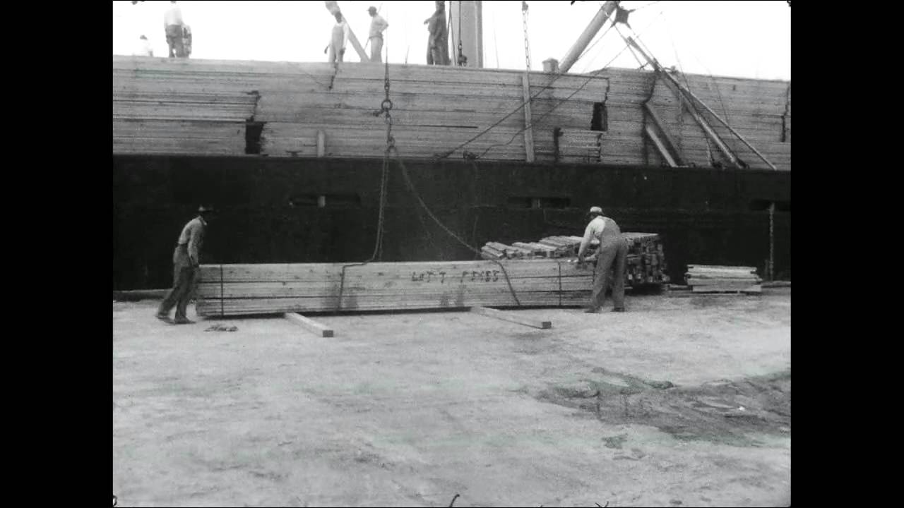 Port Canaveral - Vintage Lumber Cargo Offload (16mm film footage)