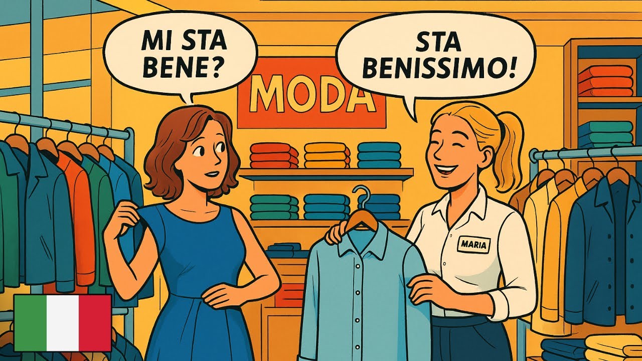 Real Italian Conversation 🇮🇹 Buying Clothes in Italy | Italian Practice + Vocabulary Quiz (A2)
