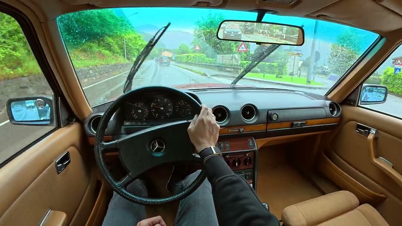 POV - 1981 Mercedes 240D W123 on a rainy day - ASMR Youngtimer driving