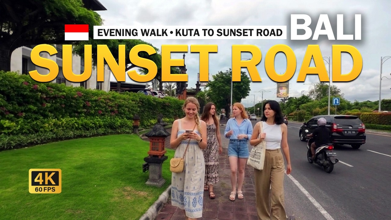 Walking Jalan Raya Kuta to Sunset Road | Dewi Sri Junction | Bali Evening Walk