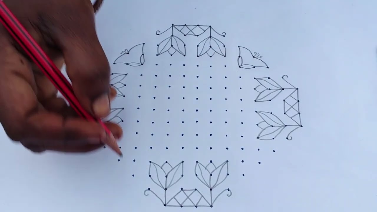 🌿🐦16*4 beautiful bird dots rangoli🌿🐦traditional kolam🌿🐦simple and easy..... 