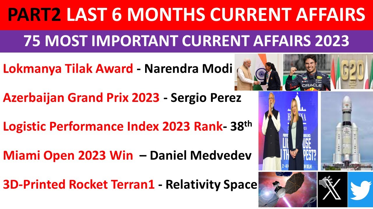 Last 6 Months Current Affairs 2023 Part 2 | January to August Current Affairs 2023 Part 2