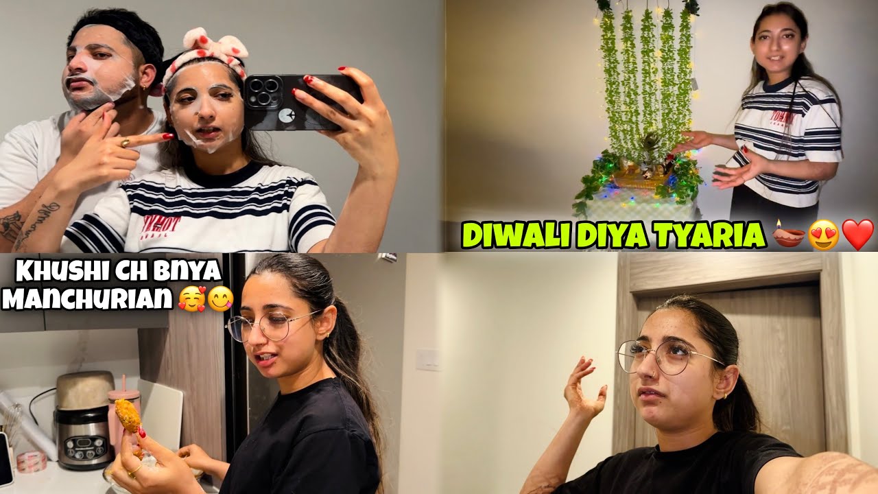 Diwali Diya Tyaria 🪔😍❤️ || Khushi Ch Bnya Manchurian 🥰😋 || Angel&rsquo;s shivam 