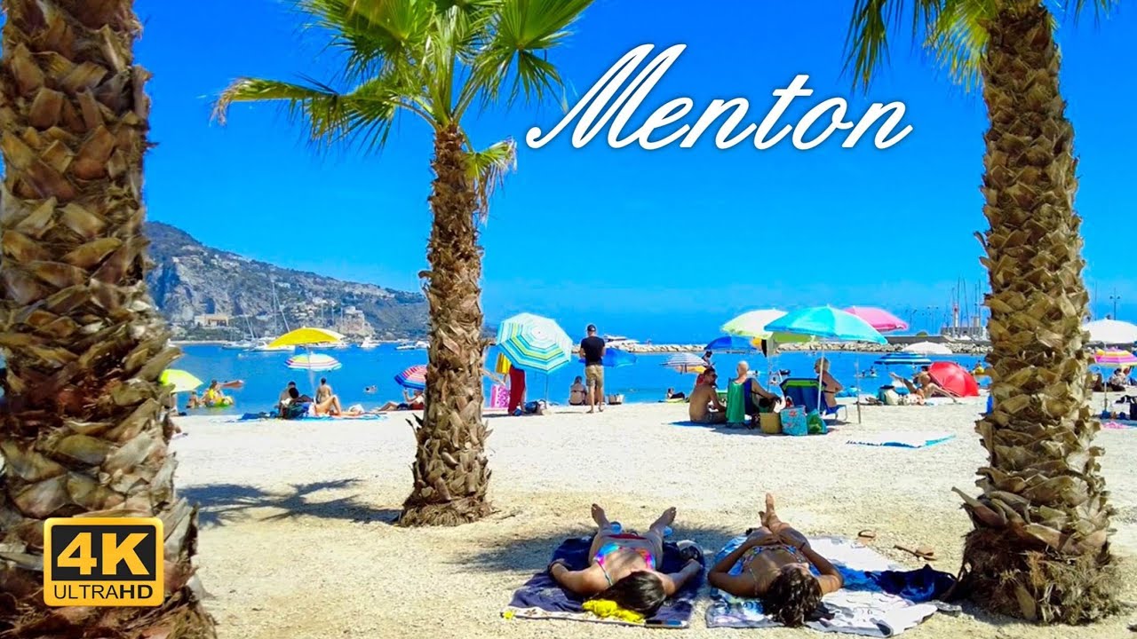 Menton France - Charming Seaside town with colorful houses - 4K Walks