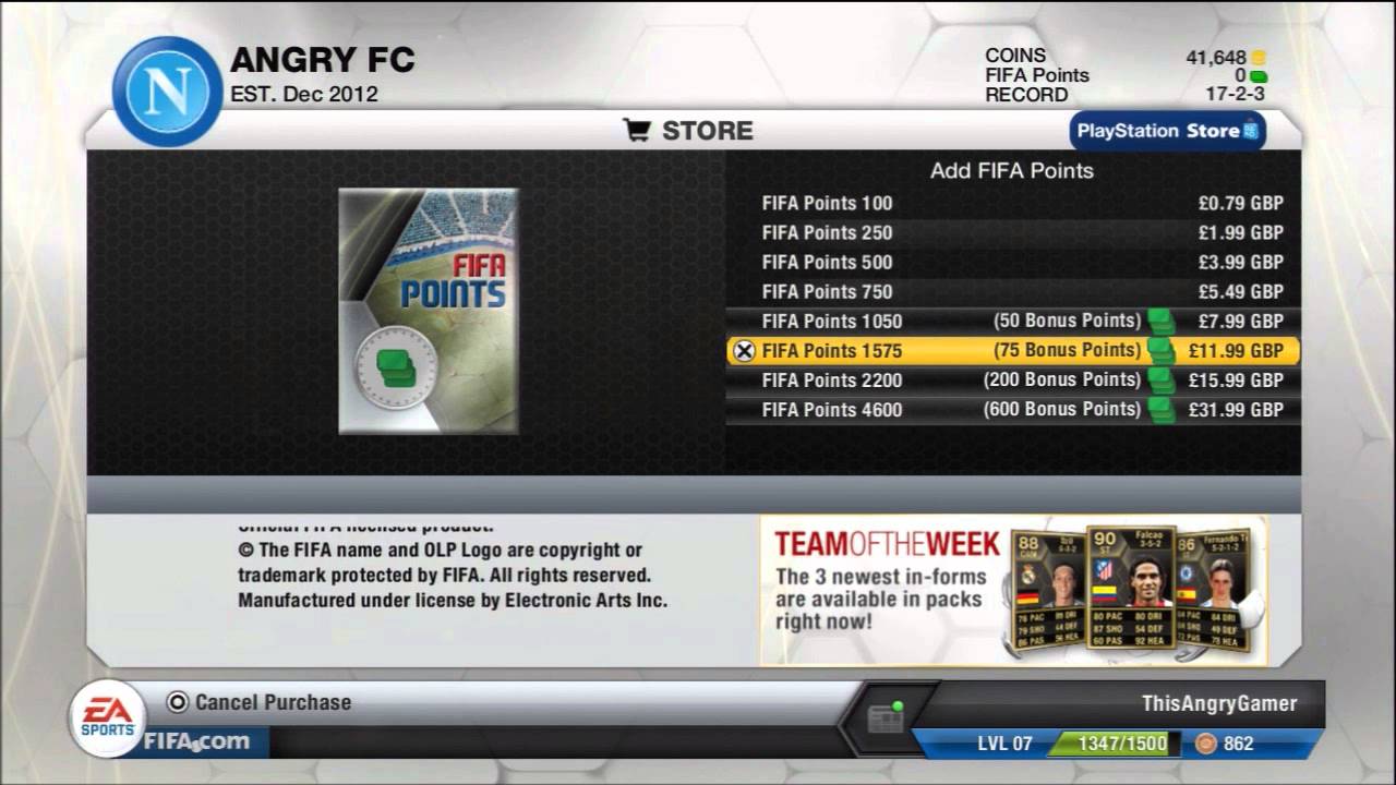 FIFA 13 FIFA POINTS GLITCH (DOUBLE FIFA POINTS)