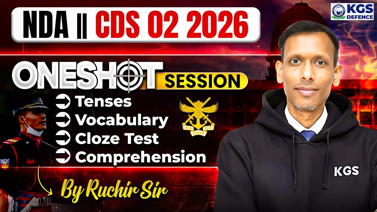 Tenses, Vocabulary, Cloze Test, Comprehension One Shot | By Ruchir Sir | KGS Defence Exams