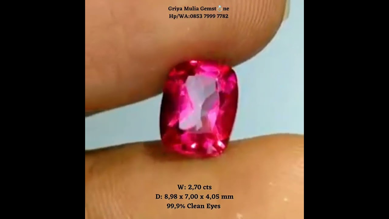 Batu Permata Natural RED TOPAZ Crystal Clean Serti GLI LAB Loose Stone