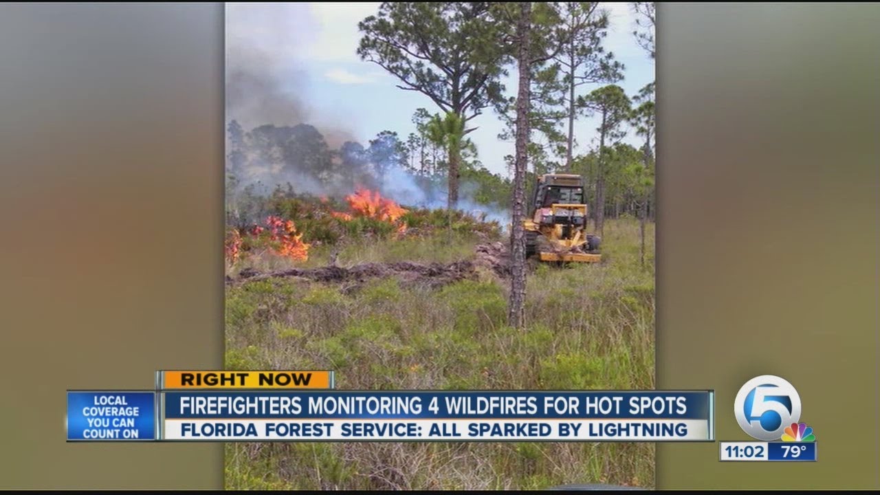 Firefighters monitoring 4 wildfires for hot spots