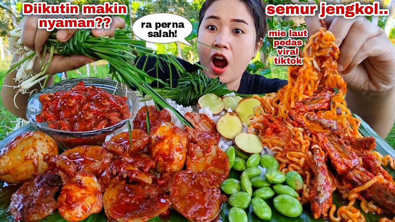 COCOK BANGET❗ SEMUR JENGKOL TELUR MIE LAUT PEDAS LALAPAN JENGKOL MENTAH PETE BAWANG KUCAI