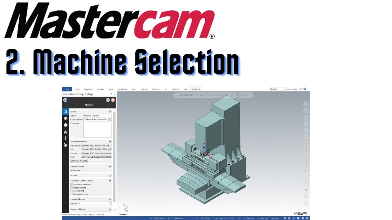 2. Machine Selection, Learn Mastercam in Hindi for Complete Beginners!