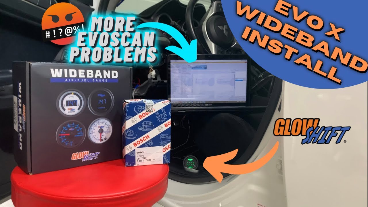 GlowShift Wideband Install on the EVO X / More EvoScan Datalogging Problems