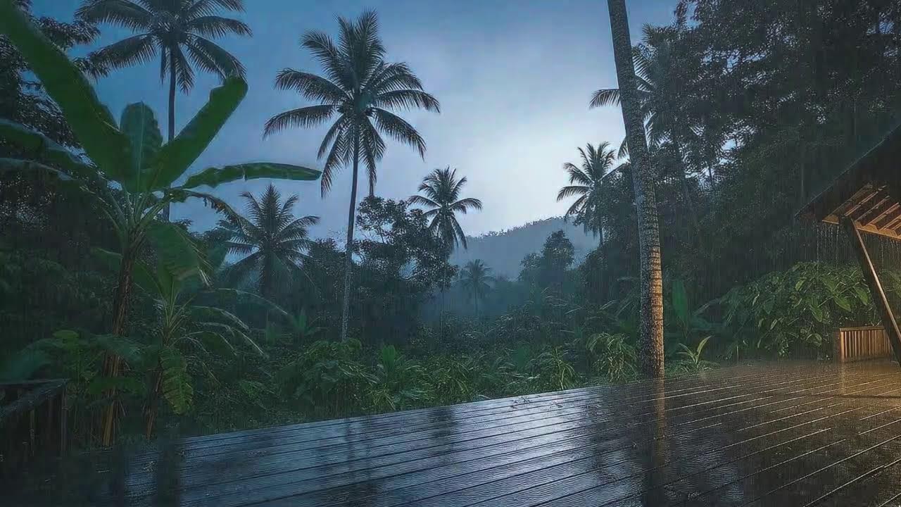 Fall Asleep Fast with Steady Rainfall and Distant Storm at Cozy Cabin 🌧️