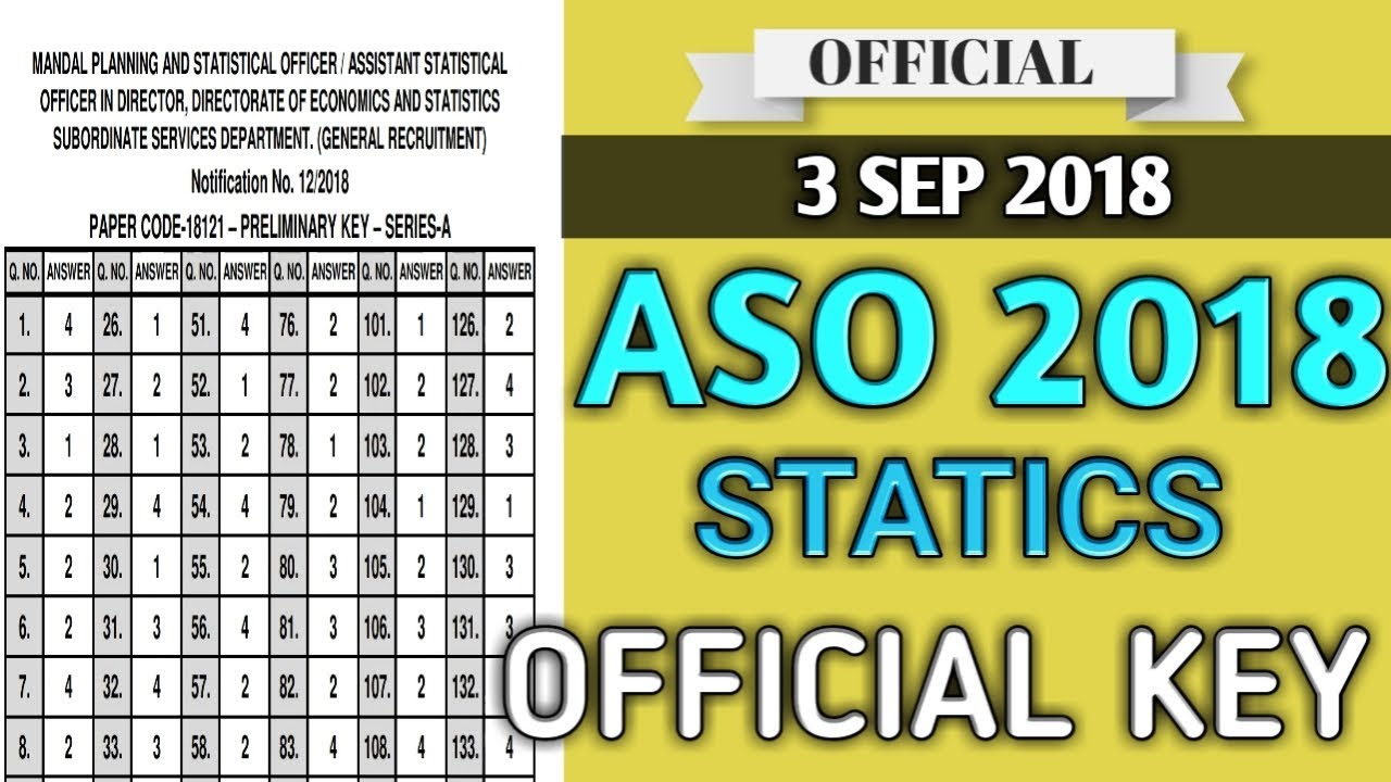 TS ASO 2018 STATISTICS PAPER KEY OFFICIAL