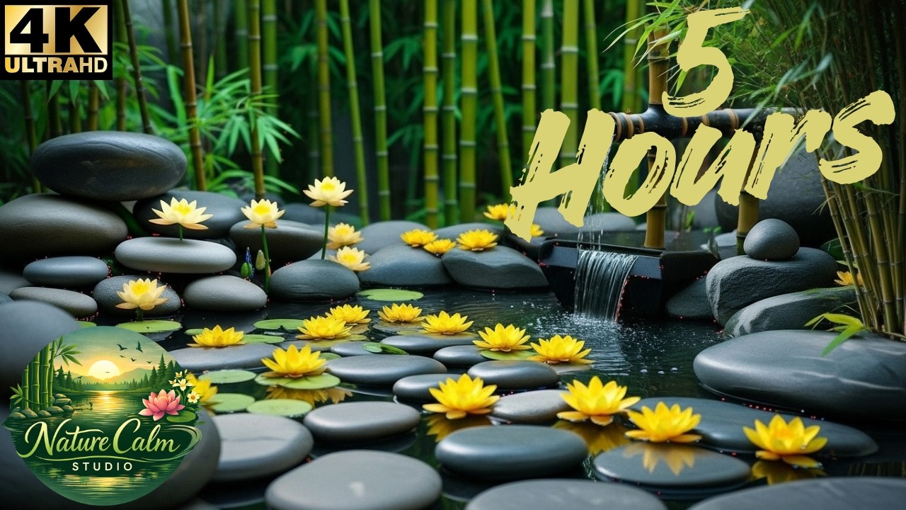 Ultimate Zen Garden Relaxation 🌼 Bamboo Water Fountain & Lotus Pond | 4K Calm Nature