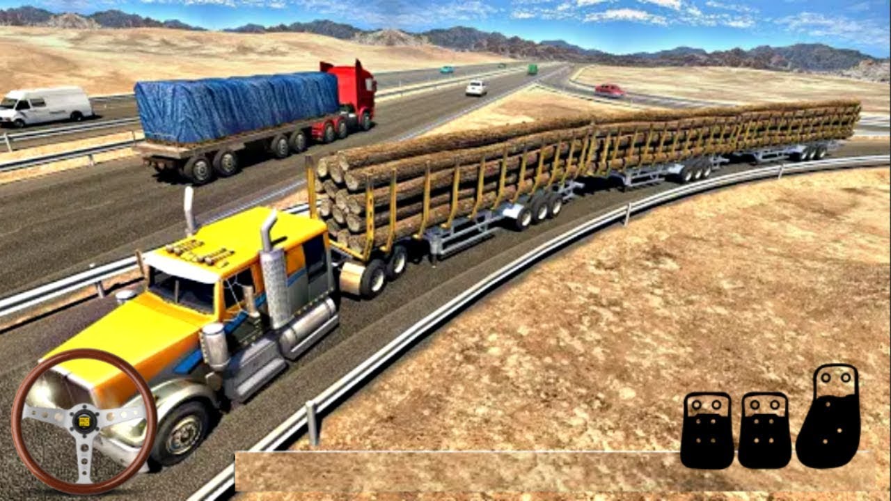 Long Trailer Truck Wood Cargo Logging Simulator | Android Gameplay FHD