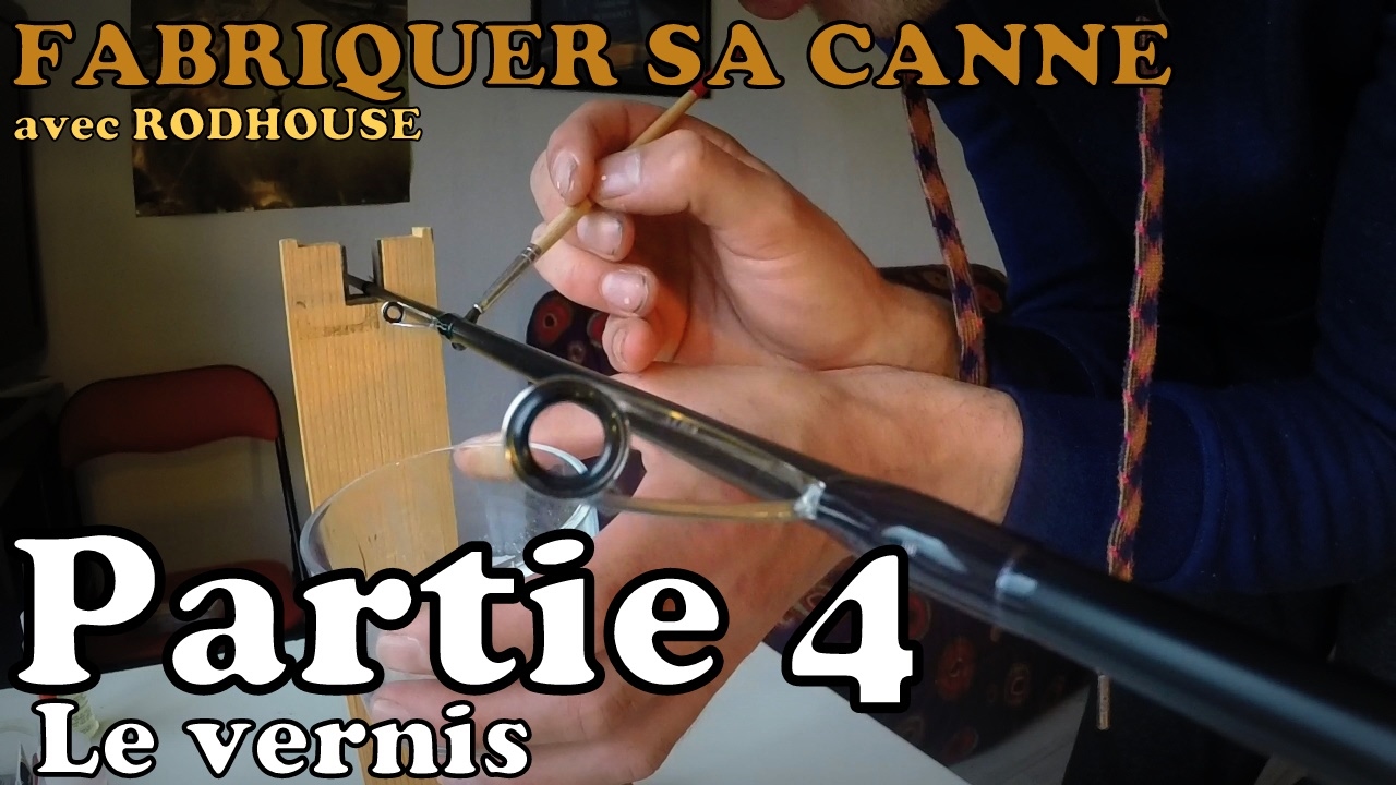 On termine la canne Home made - pose du vernis