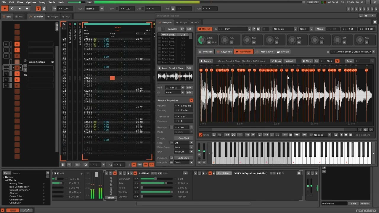 amen break chopping in renoise