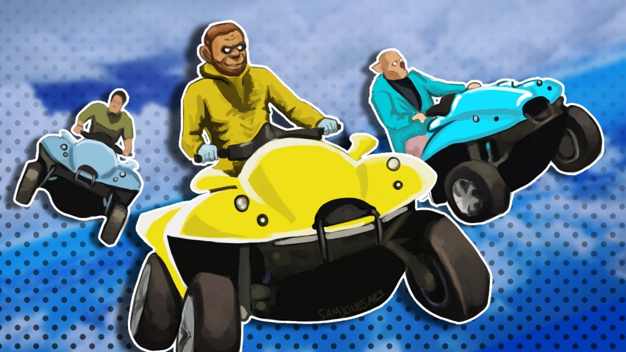 GTA 5 Funny Moments - Rocket Parachute Aquatic Car Races!