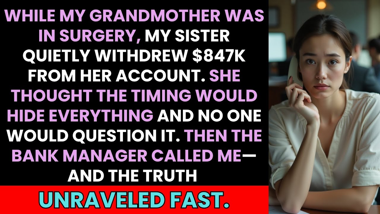 My Sister Withdrew $847K During Grandma’s Surgery—Then the Bank Manager Called Me